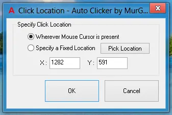 Control whether Auto Clicks should be done at Fixed or Mouse Cursor Location
